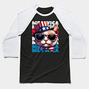 Funny Meowica 4Th Of July Kitty Kitten Cat Lover Baseball T-Shirt